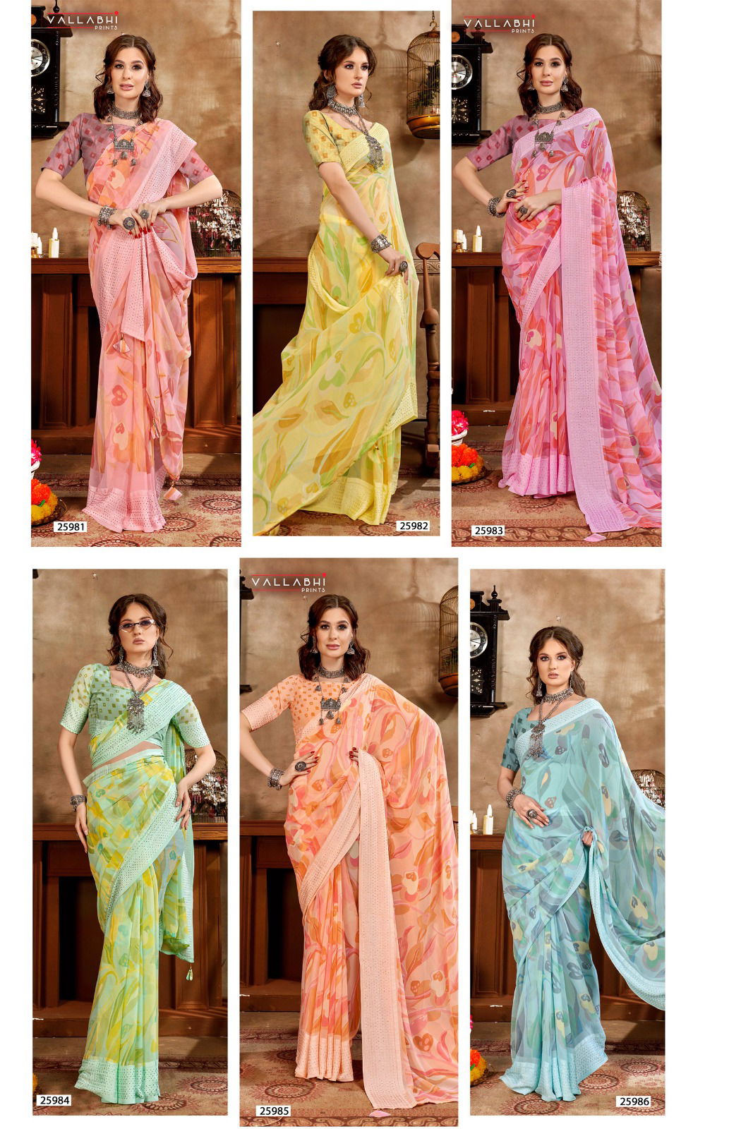 Patang Vol 8 By Vallabhi Printed Georgette Sarees Wholesale Price In Surat
